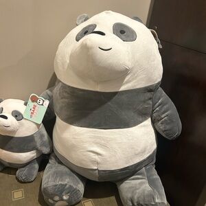 Gray and White Panda Plush Toy